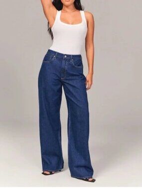 Abercrombie & Fitch Curve Love Mid Rise Ultra Wide Leg Jean 29/8S
